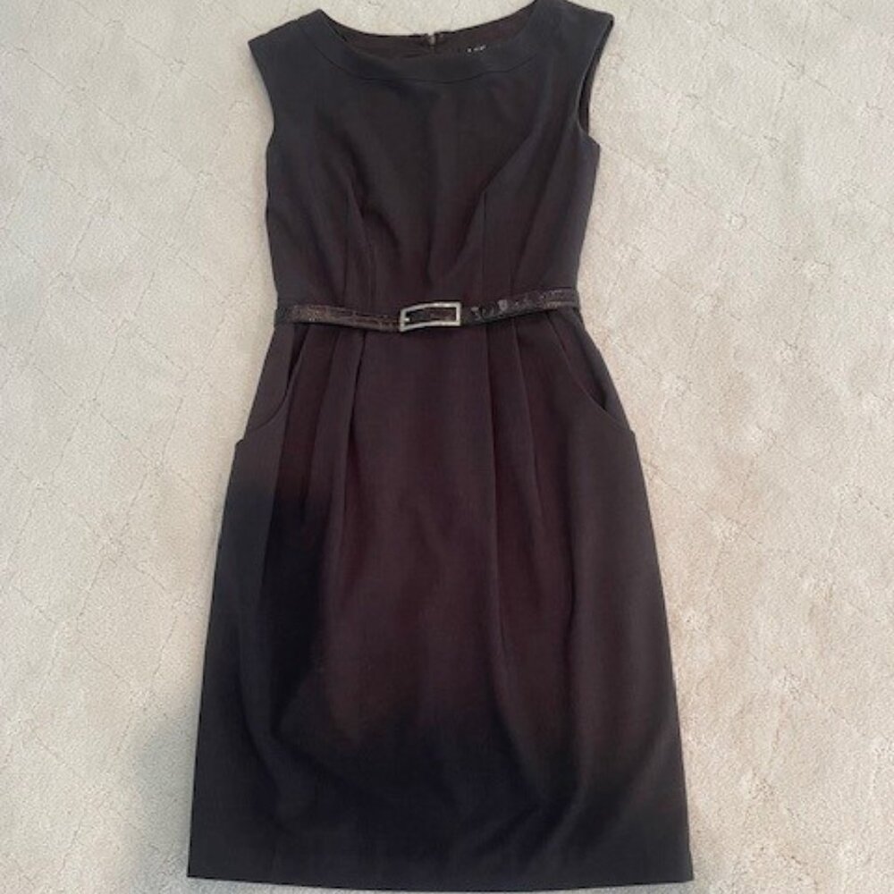ABS by Allen Schwartz Sleeveless Brown Belted Sheath Dress w/Pockets – Sz 4